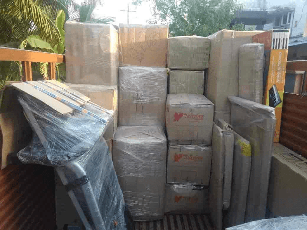 Household items professionally packed for moving